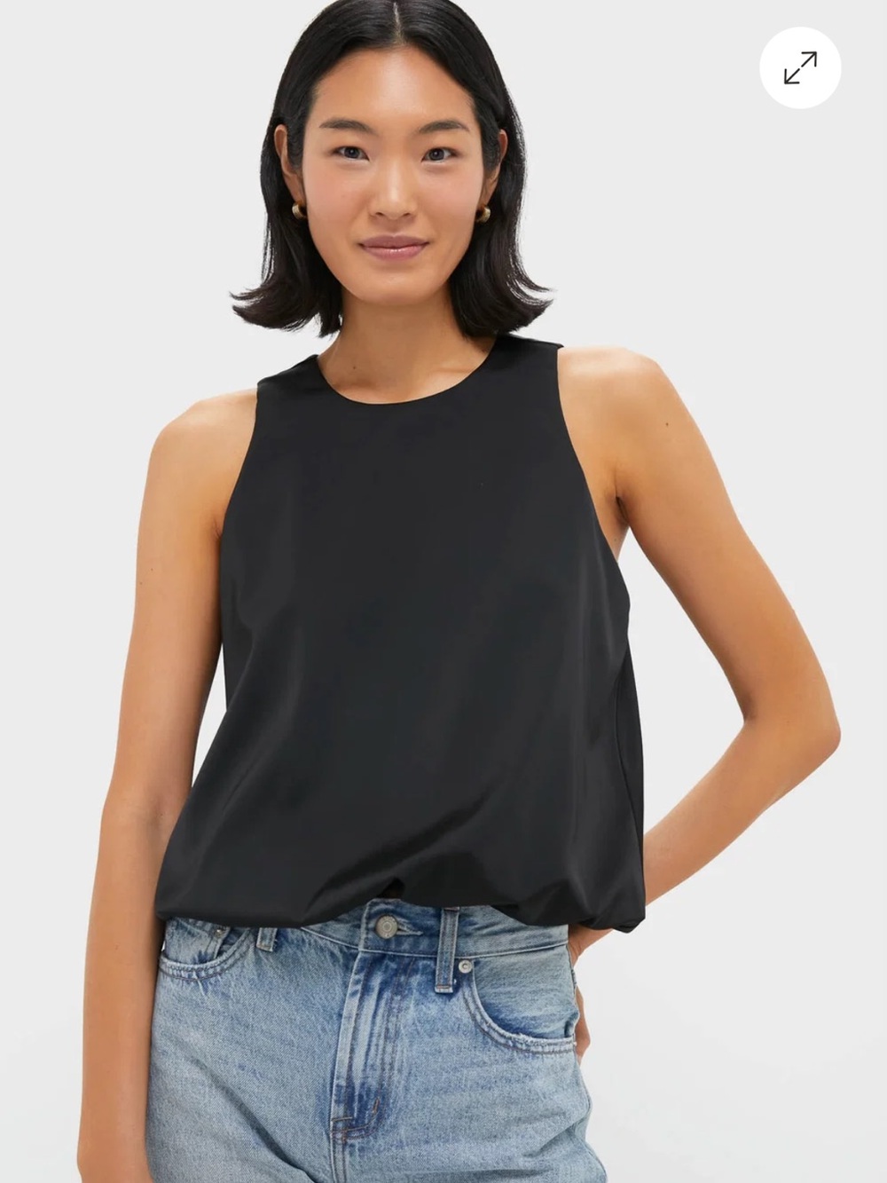Black Sleeveless Bubble Hem Top - Women